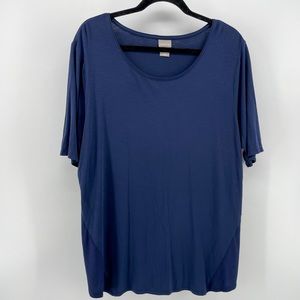 Chico’s Side Ribbed Tunic Kings Navy Scoop Neck 3